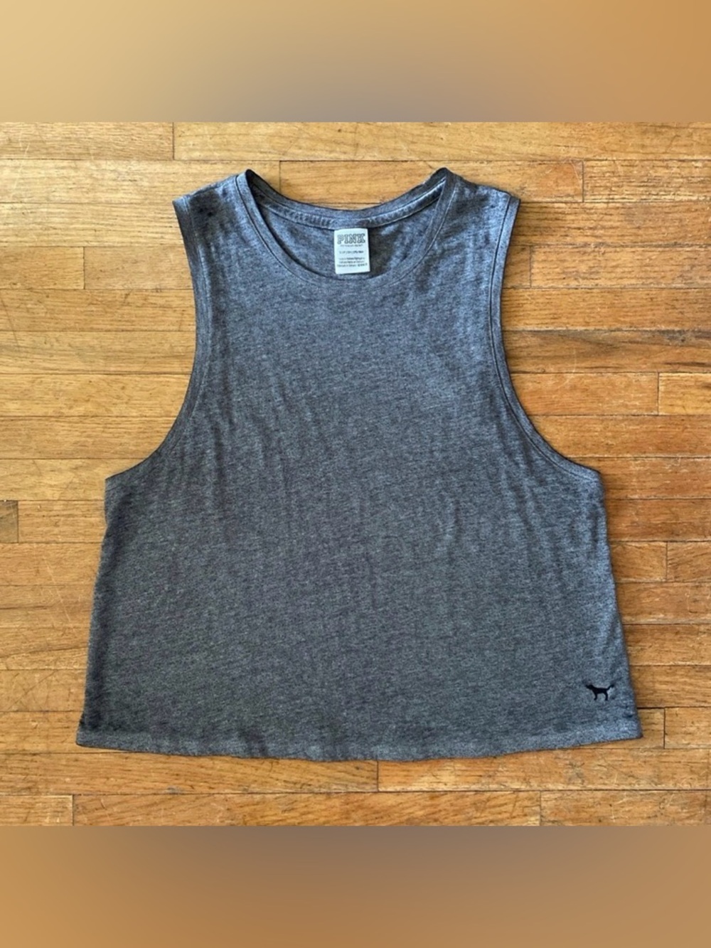 Victoria’s Secret PINK Gray Crop Work Out Active Yoga Running Tank Top S